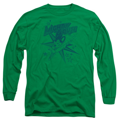 Mighty Mouse Mighty Mouse Mens Long Sleeve Shirt Kelly Green Officially Licensed