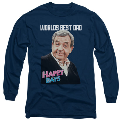 Happy Days Best Dad Mens Long Sleeve Shirt Navy Officially Licensed Officially Licensed