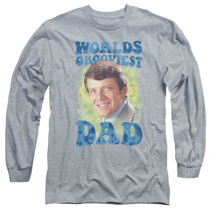 Brady Bunch Worlds Grooviest Mens Long Sleeve Shirt Athletic Heather Officially Licensed Officially Licensed