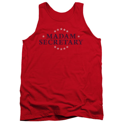 Madam Secretary Distress Logo Mens Tank Top Shirt Red