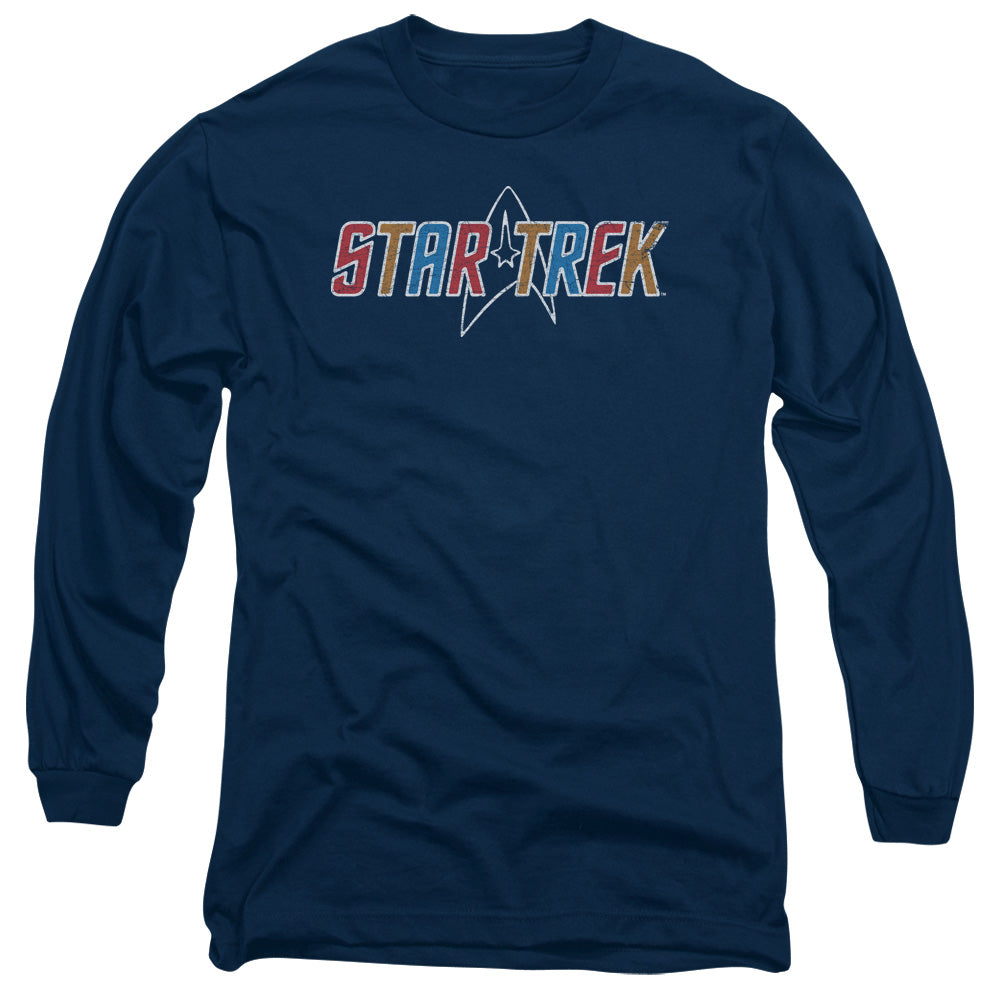 Star Trek Multi Colored Logo Mens Long Sleeve Shirt Navy Officially Licensed Officially Licensed