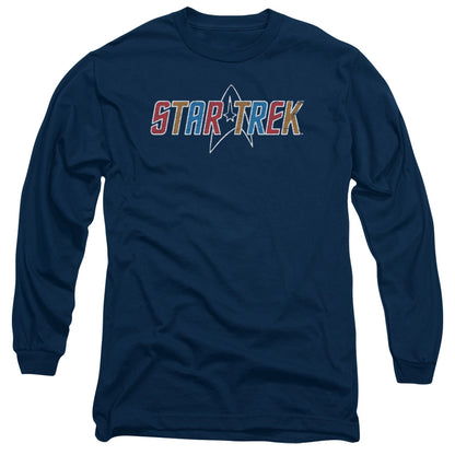 Star Trek Multi Colored Logo Mens Long Sleeve Shirt Navy Officially Licensed Officially Licensed