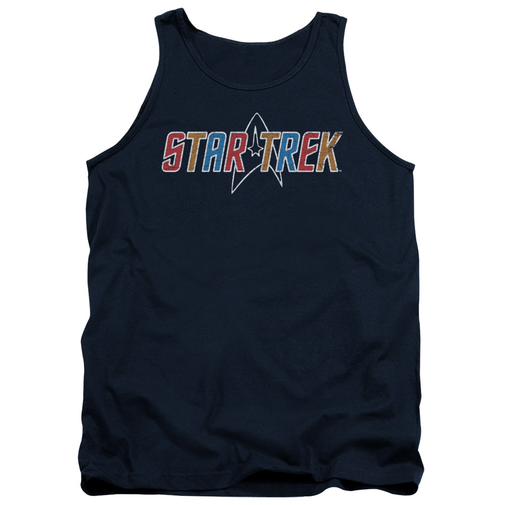 Star Trek Multi Colored Logo Mens Tank Top Shirt Navy