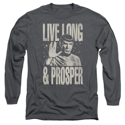 Star Trek Prosper Mens Long Sleeve Shirt Charcoal Officially Licensed Officially Licensed