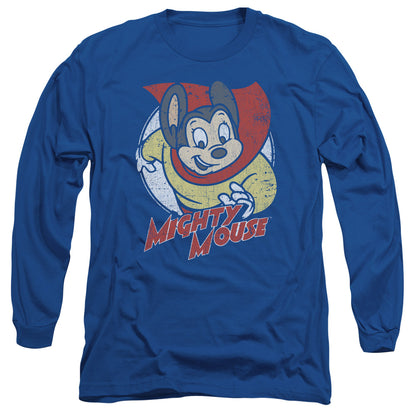 Mighty Mouse Mighty Circle Mens Long Sleeve Shirt Royal Blue Officially Licensed