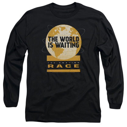 Amazing Race Waiting World Mens Long Sleeve Shirt Black