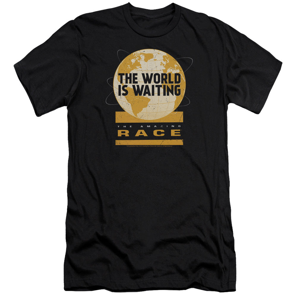 Amazing Race Waiting World Premium Bella Canvas Slim Fit Mens T Shirt Black