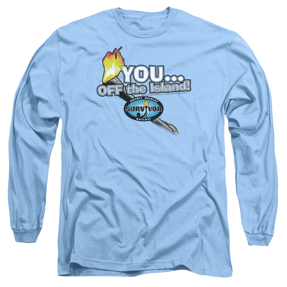 Survivor You Off The Island Mens Long Sleeve Shirt Carolina Blue Officially Licensed