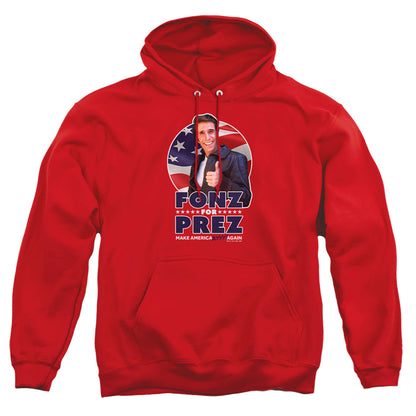 Happy Days Fonz For Prez Mens Hoodie Red Officially Licensed
