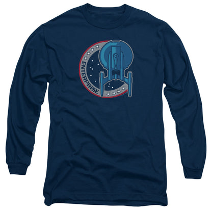Star Trek Enterprise Patch Mens Long Sleeve Shirt Navy Officially Licensed Officially Licensed