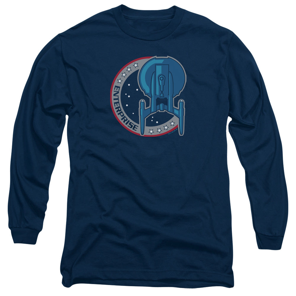 Star Trek Enterprise Patch Mens Long Sleeve Shirt Navy Officially Licensed Officially Licensed
