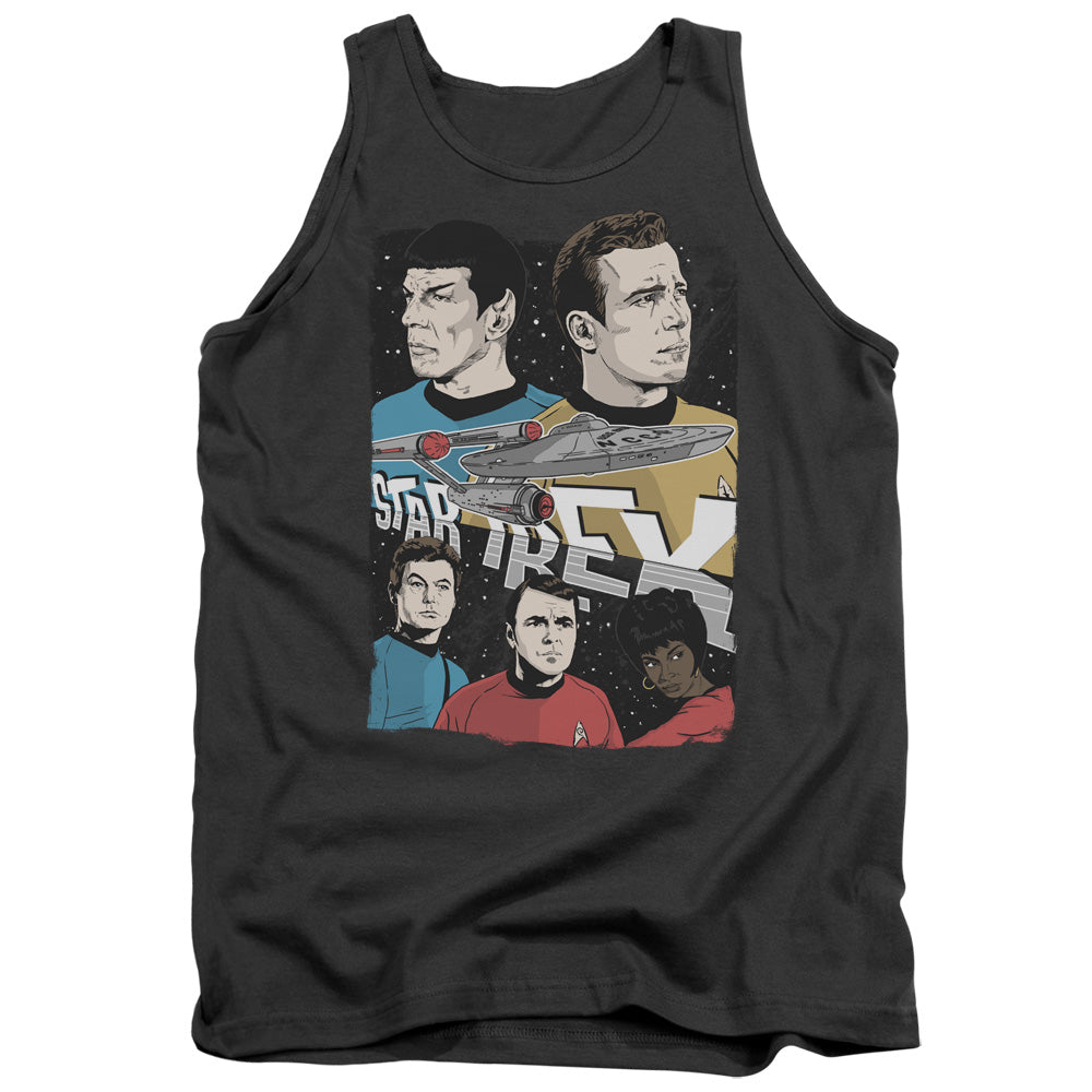 Star Trek Illustrated Crew Mens Tank Top Shirt Charcoal