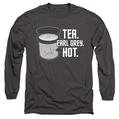 Star Trek Earl Grey Mens Long Sleeve Shirt Charcoal Officially Licensed Officially Licensed