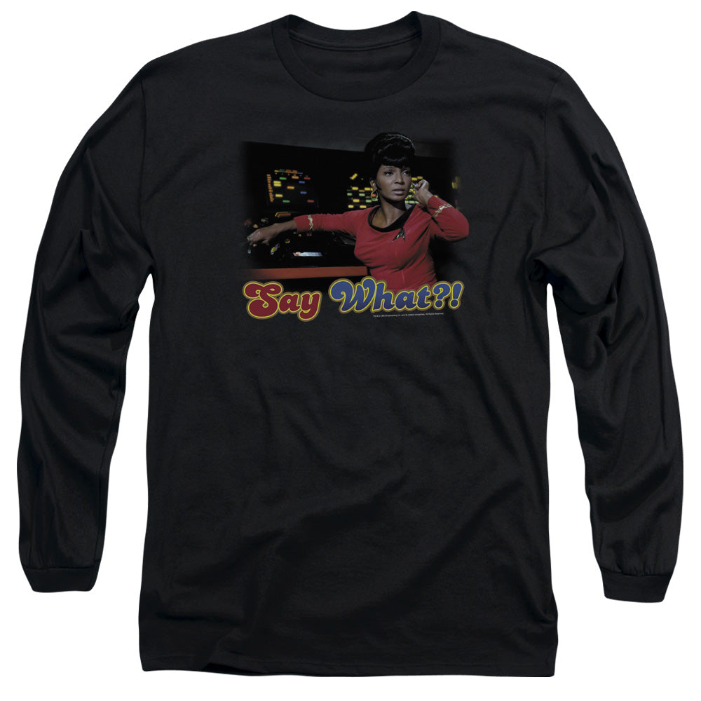 Star Trek Say What Mens Long Sleeve Shirt Black Officially Licensed Officially Licensed