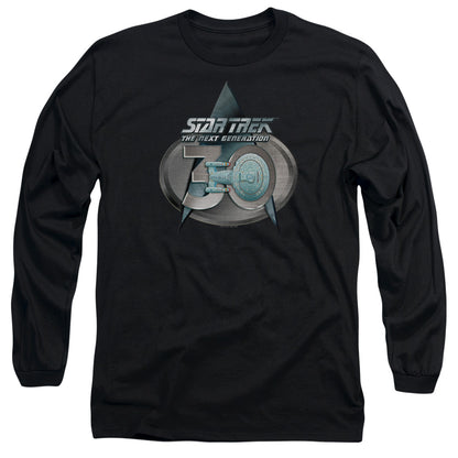 Star Trek Tng 30 Logo Mens Long Sleeve Shirt Black Officially Licensed Officially Licensed