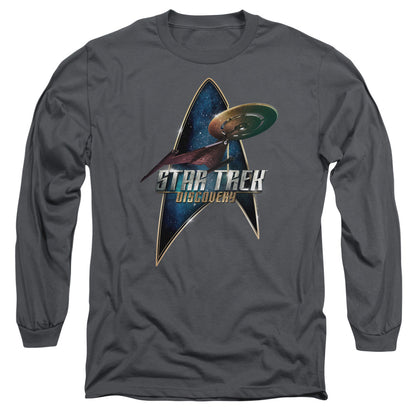 Star Trek Discovery Discovery Deco Mens Long Sleeve Shirt Charcoal Officially Licensed Officially Licensed
