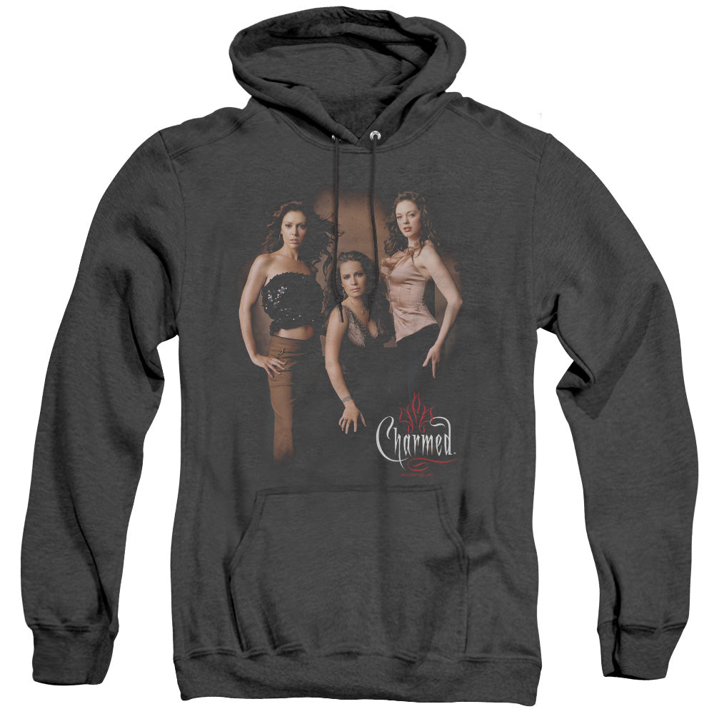 Charmed Three Hot Witches Heather Mens Hoodie Black Officially Licensed
