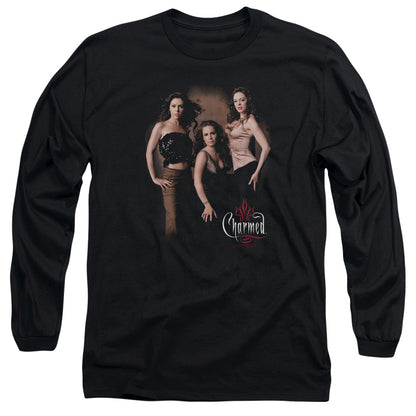 Charmed Three Hot Witches Mens Long Sleeve Shirt Black Officially Licensed Officially Licensed