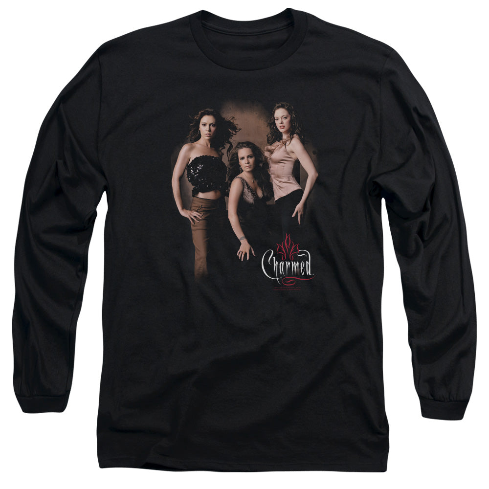 Charmed Three Hot Witches Mens Long Sleeve Shirt Black Officially Licensed Officially Licensed