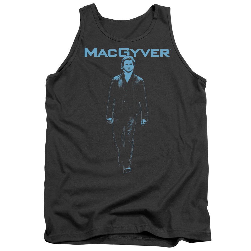 Macgyver Mono Blue Mens Tank Top Shirt Charcoal