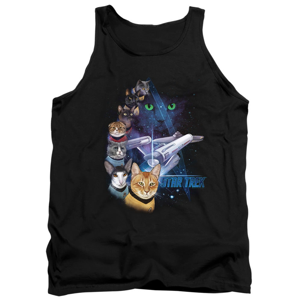 Star Trek Feline Galaxy Mens Tank Top Shirt Black