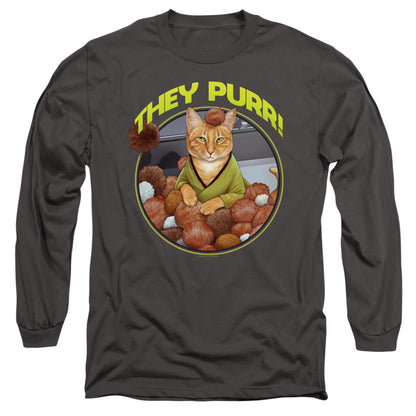 Star Trek The Purr Mens Long Sleeve Shirt Charcoal Officially Licensed Officially Licensed