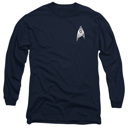 Star Trek Discovery Sciences Badge Mens Long Sleeve Shirt Navy Officially Licensed Officially Licensed