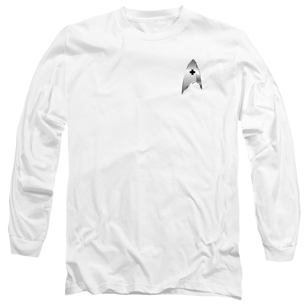 Star Trek Discovery Medical Badge Mens Long Sleeve Shirt White Officially Licensed Officially Licensed