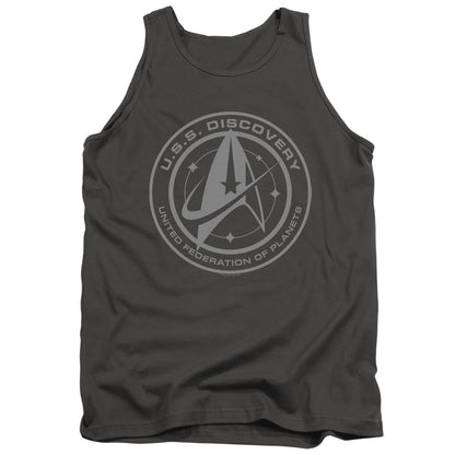 Star Trek Discovery Discovery Crest Mens Tank Top Shirt Charcoal