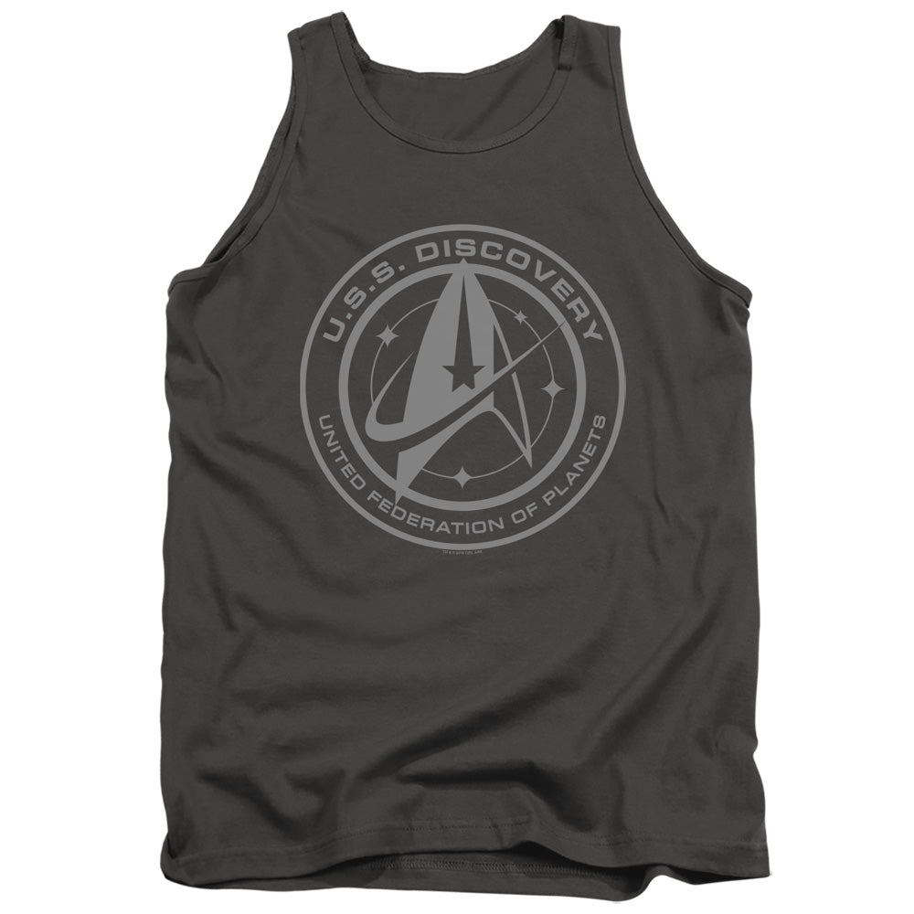 Star Trek Discovery Discovery Crest Mens Tank Top Shirt Charcoal