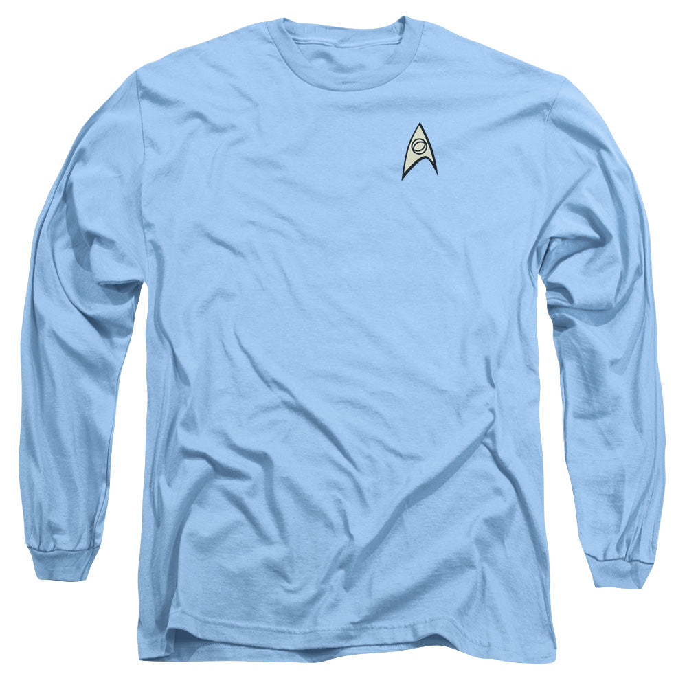 Star Trek Science Uniform Mens Long Sleeve Shirt Carolina Blue Officially Licensed Officially Licensed