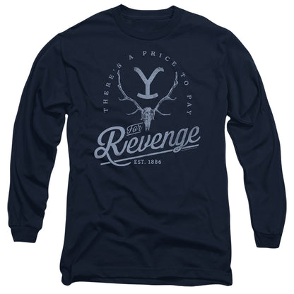 Yellowstone Revenge Skull Mens Long Sleeve Shirt Navy Officially Licensed