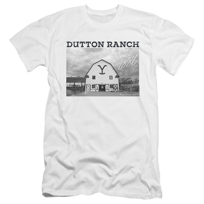 Yellowstone Dutton Barn Hbo Premium Bella Canvas Slim Fit Mens T Shirt White