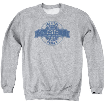 Csi Vegas Badge Mens Crewneck Sweatshirt Athletic Heather Officially Licensed