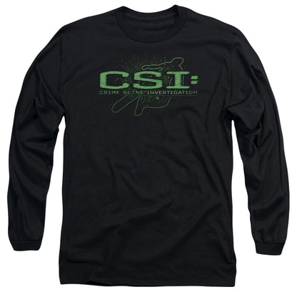 Csi Sketchy Shadow Mens Long Sleeve Shirt Black Officially Licensed Officially Licensed
