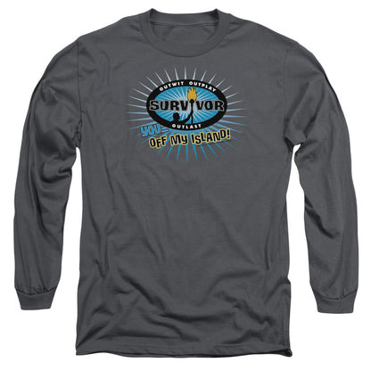 Survivor Off My Island Mens Long Sleeve Shirt Charcoal Officially Licensed