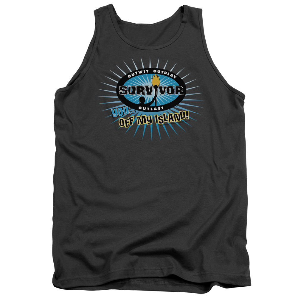 Survivor Off My Island Mens Tank Top Shirt Charcoal