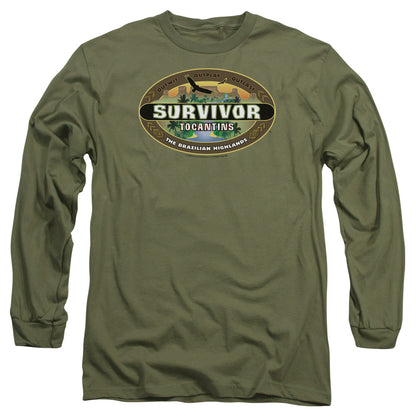 Survivor Tocantins Logo Mens Long Sleeve Shirt Military Green Officially Licensed
