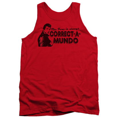 Happy Days Correct A Mundo Mens Tank Top Shirt Red