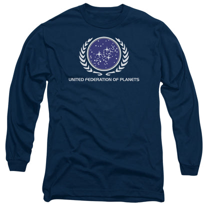 Star Trek United Federation Logo Mens Long Sleeve Shirt Navy Officially Licensed