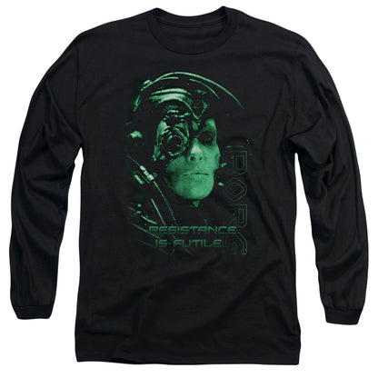 Star Trek Resistance Is Futile Mens Long Sleeve Shirt Black Officially Licensed Officially Licensed