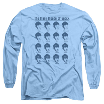 Star Trek Many Moods Of Spock Mens Long Sleeve Shirt Carolina Blue Officially Licensed Officially Licensed