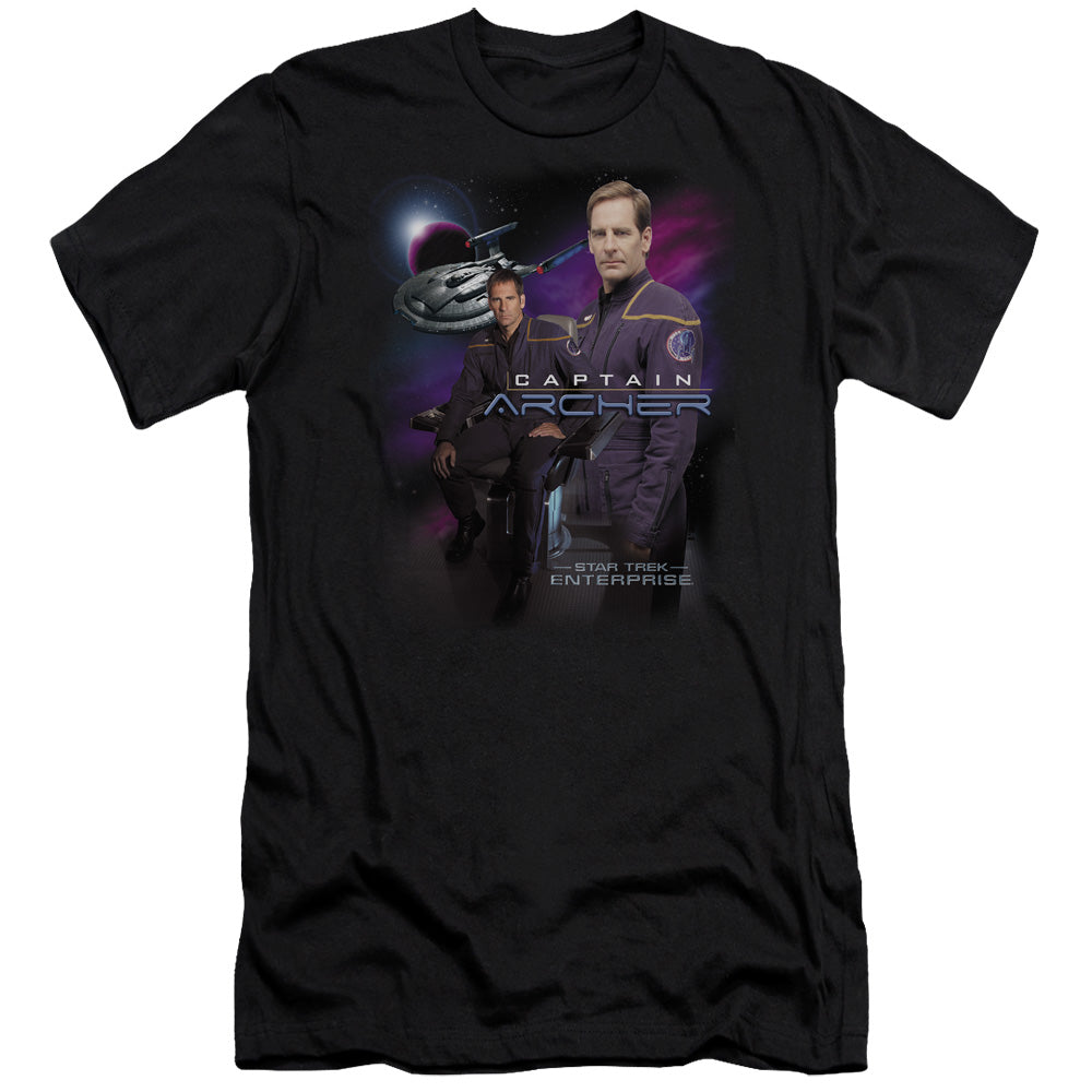 Star Trek Captain Archer Premium Bella Canvas Slim Fit Mens T Shirt Black