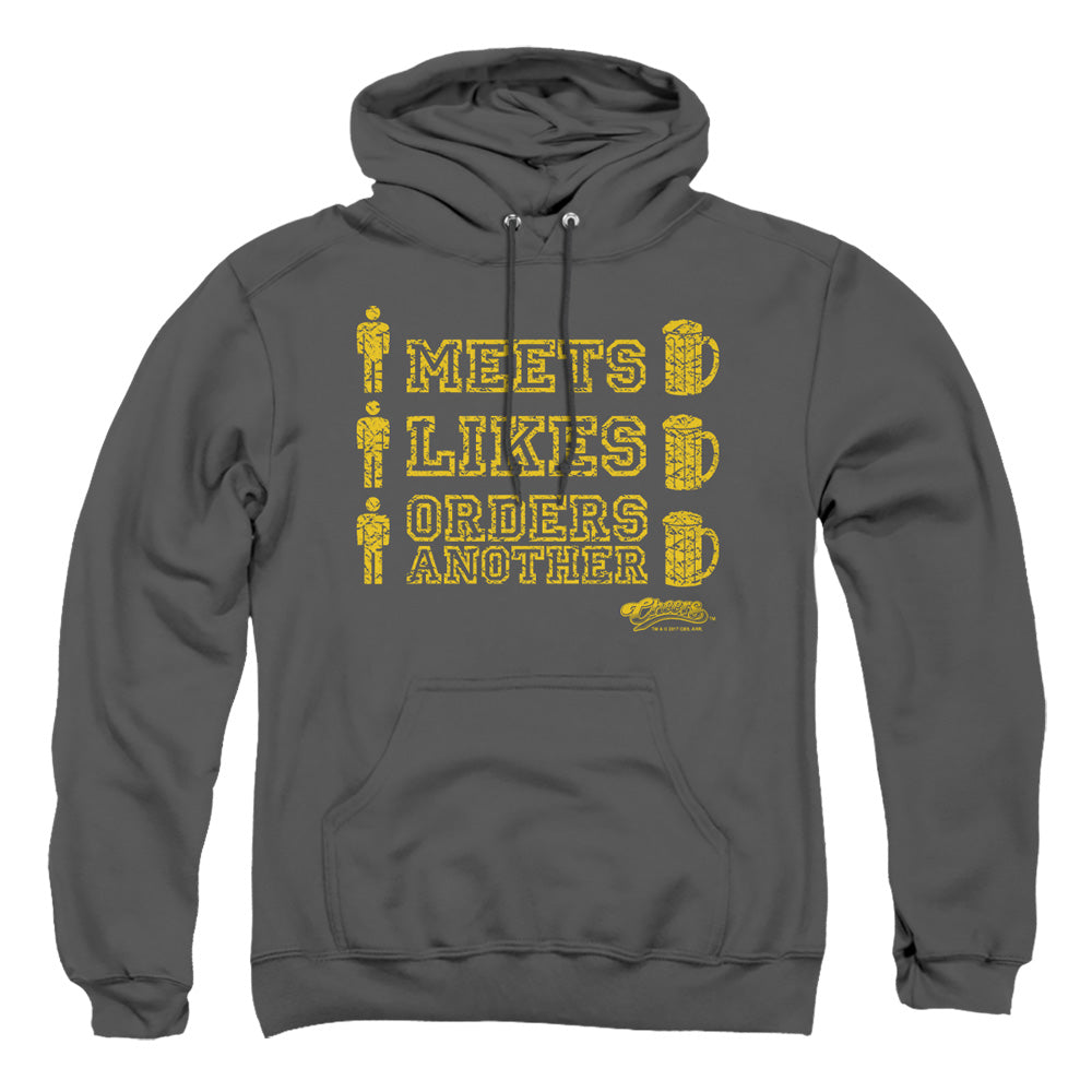 Cheers Man Meets Beer Mens Hoodie Charcoal Officially Licensed