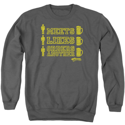 Cheers Man Meets Beer Mens Crewneck Sweatshirt Charcoal Officially Licensed