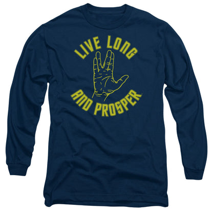Star Trek Live Long Hand Mens Long Sleeve Shirt Navy Officially Licensed Officially Licensed