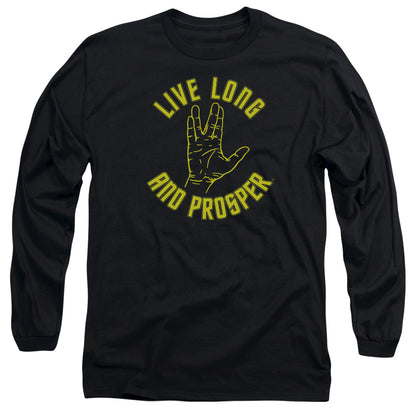 Star Trek Live Long Hand Mens Long Sleeve Shirt Black Officially Licensed Officially Licensed