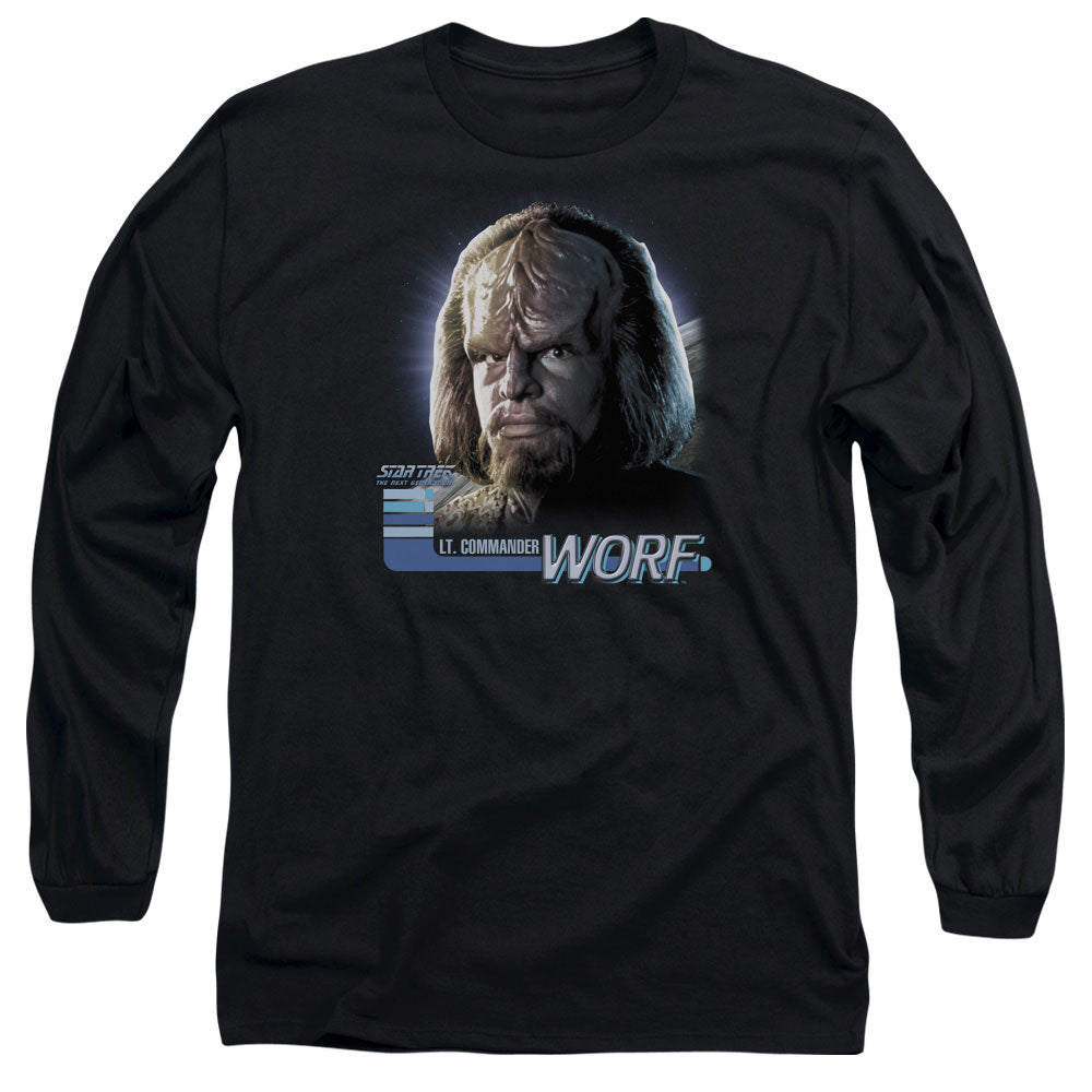 Star Trek Tng Worf Mens Long Sleeve Shirt Black Officially Licensed Officially Licensed
