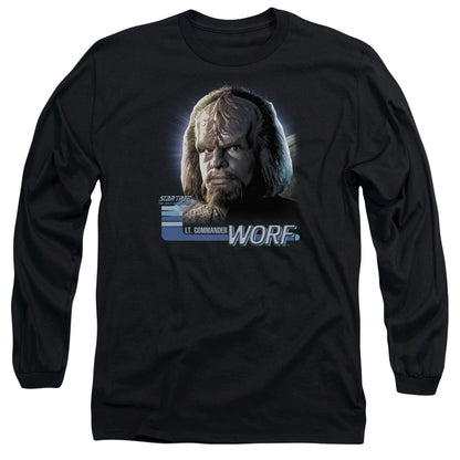 Star Trek Tng Worf Mens Long Sleeve Shirt Black Officially Licensed Officially Licensed
