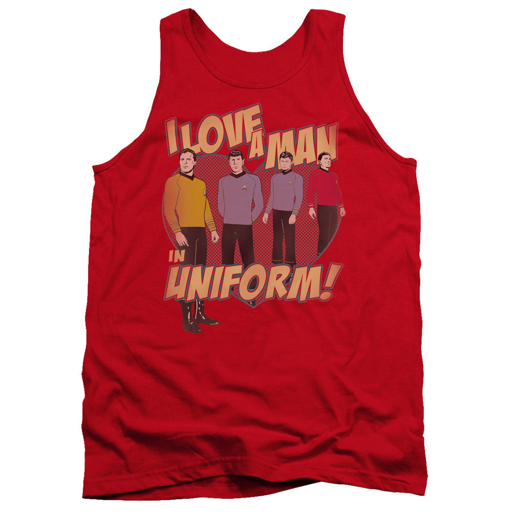 Star Trek Man In Uniform Mens Tank Top Shirt Red